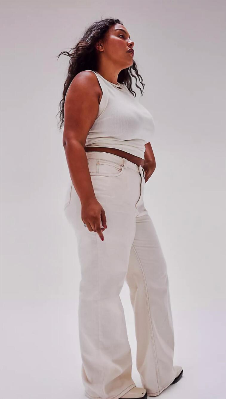 NEW FREE PEOPLE tinsley baggy hr in white
